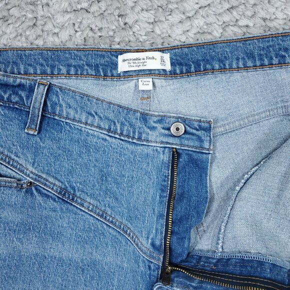 Abercrombie 24 Short 37 Ultra High Rise 90s Straight Curve Love Jeans Blue - Picture 5 of 10